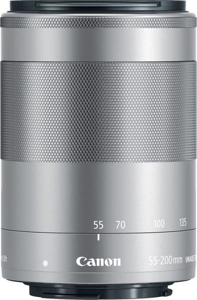 Canon EF-M 55-200mm f4.5-6.3 IS STM lens, silver