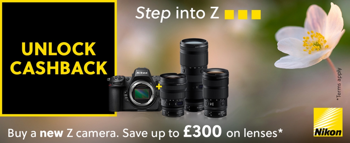 Step into Z - purchase a new Nikon Z camera and unlock £300 cashback on future purchases of qualifying NIKKOR Z lenses