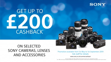 Get up to £200 cashback on selected new Sony cameras and lenses Sony Cashback