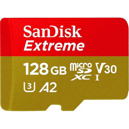 SanDisk 128GB MicroSDXC Extreme R190/W90MB/s V30 SanDisk 128GB MicroSDXC Extreme R190/W90MB/s V30