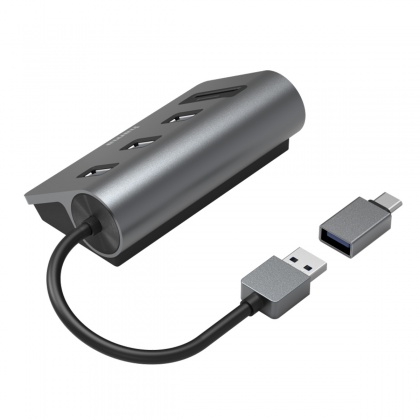 Hama USB Hub/Card Reader with USB-C Adapter, 3x USB-A Ports, SD and microSD slots Hama USB Hub/Card Reader with USB-C Adapter, 3x USB-A Ports, SD and microSD slots