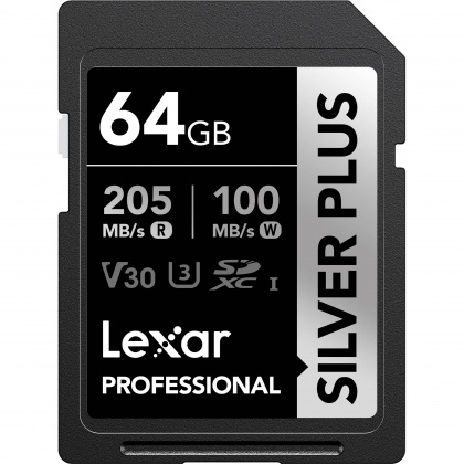 Lexar 64GB SDXC Silver Plus R205/W150MB/s V30 Lexar 64GB SDXC Silver Plus R205/W150MB/s V30