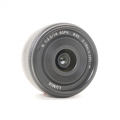 Used Panasonic 14mm f2.5 ASPH Pancake lens, black Used Panasonic 14mm f2.5 ASPH Pancake lens, black