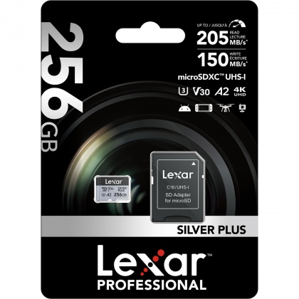 Lexar 256GB microSDXC Silver Plus R205/W100MB/s, V30