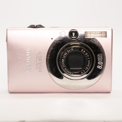 Used Canon Ixus 80 IS digital compact camera, pink