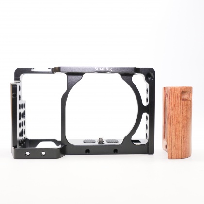 Used SmallRig Camera Cage with Wooden Handgrip for Sony A6000/A6300