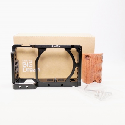Used SmallRig Camera Cage with Wooden Handgrip for Sony A6000/A6300