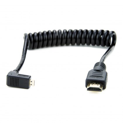 Atomos Coiled right-angle micro HDMI to full HDMI cable (30-45cm)