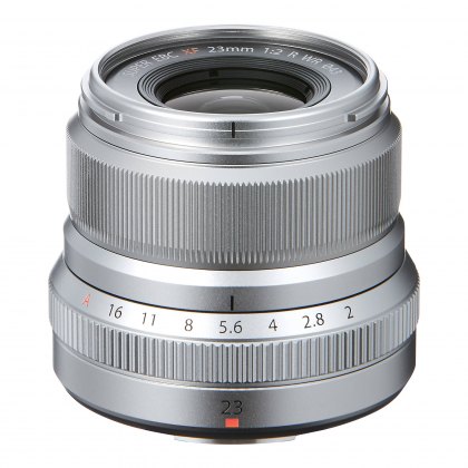 Fujifilm XF 23mm f2 R WR lens, silver