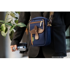 Billingham Airline Stowaway Camera Shoulder Bag, Navy Canvas-Chocolate Trim Billingham Airline Stowaway Camera Shoulder Bag, Navy Canvas-Chocolate Trim