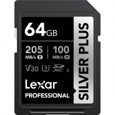 Lexar 64GB SDXC Silver Plus R205/W150MB/s V30 Lexar 64GB SDXC Silver Plus R205/W150MB/s V30