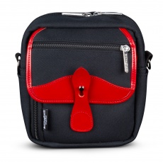 Billingham Pola Stowaway Camera Shoulder Bag, Black Fibrenyte-Red Trim Billingham Pola Stowaway Camera Shoulder Bag, Black Fibrenyte-Red Trim