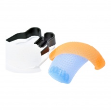 Kood Diffuser set for SLR pop-up flash; white, blue and yellow