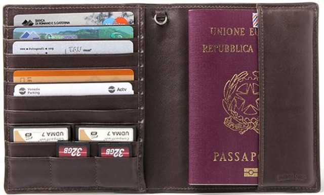 Barber Shop Fringe Passport Holder Dark Brown Leather