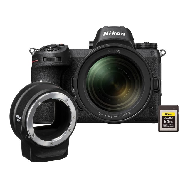 Nikon Nikon Z 6 Mirrorless Camera with 24-70mm Lens, FTZ Adapter and 64gb XQD