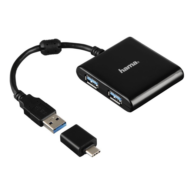 Hama USB 3.1/USB-C Four Way USB Hub, black