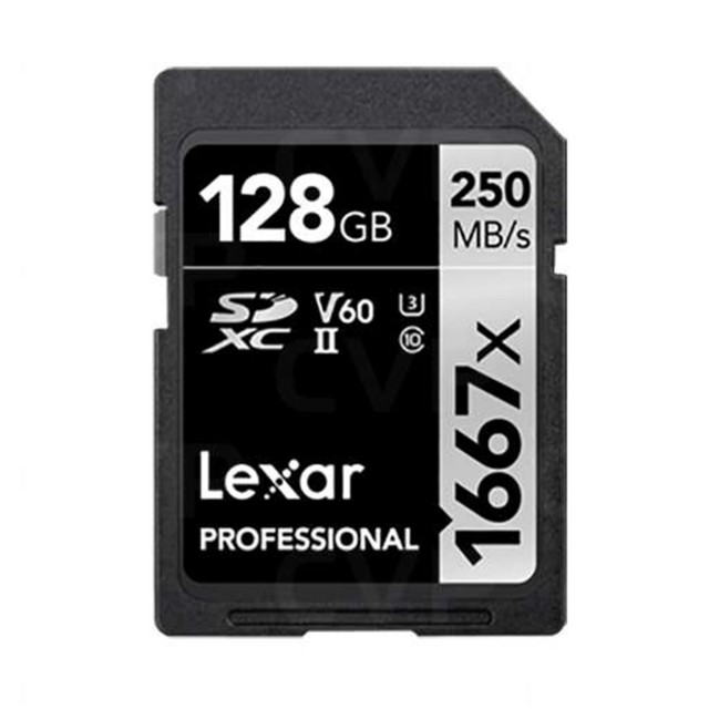 Lexar SDXC card, 128gb Pro 1667x V60 U3 250mb/s
