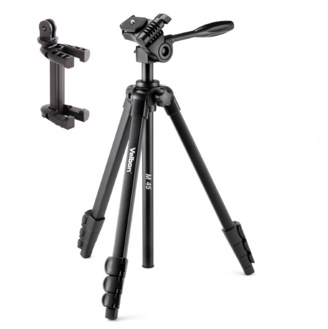 Velbon M45 tripod with 3-way head and Smartphone Adapter