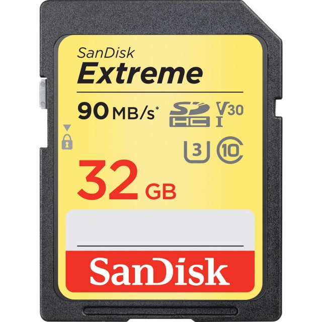 Sandisk SanDisk SDHC card Extreme UHS-I, Class 10, U3, V30, 32GB, 100MB/s - Twin-pack