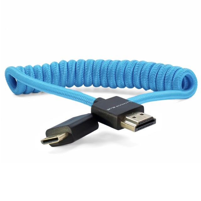 Kondor Blue HDMI Mini to HDMI Coiled cable 12 24in Blue Castle Cameras
