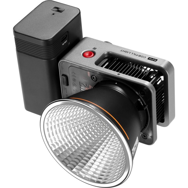 ZHIYUN Molus X60 RGB Combo 60W COB Video Light, LED Camera Light, Bi-Colour 2700K-6500K CRI 95 TLCI 98 W/Grip Battery, APP Control 15 Scenes For Video