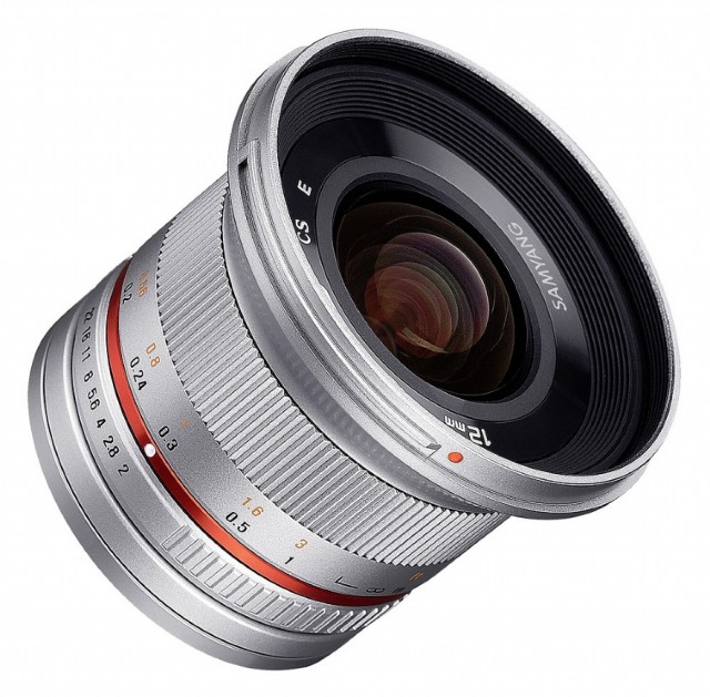 Samyang 12mm f2.0 Wide angle lens for Fuji X, silver