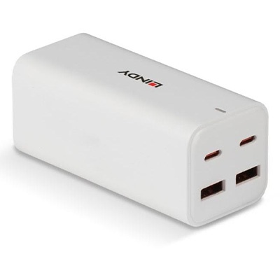 Lindy Lindy 100W 4-Port USB Type A & C Mains Charger, GaN technology