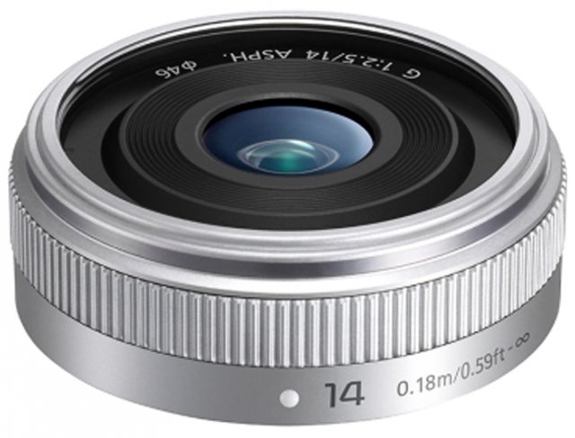 Panasonic 14mm f2.5 MkII Pancake lens, silver