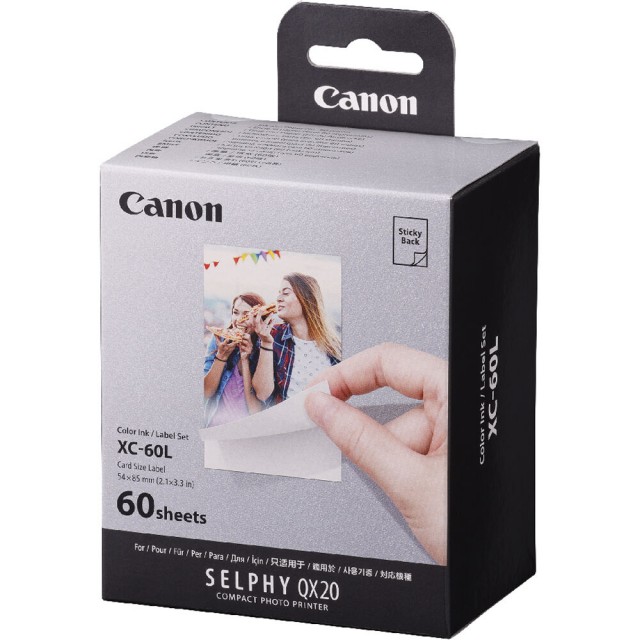 Canon Canon XC-60L 54 x 85mm Card Size Photo Paper for QX20 Printer - 60 Shots