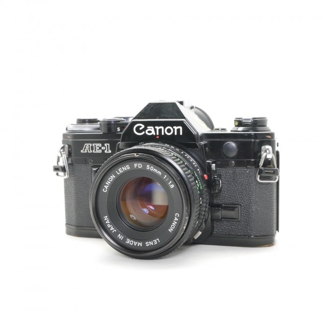 Canon Used Canon AE-1 35mm SLR, black with 50mm lens