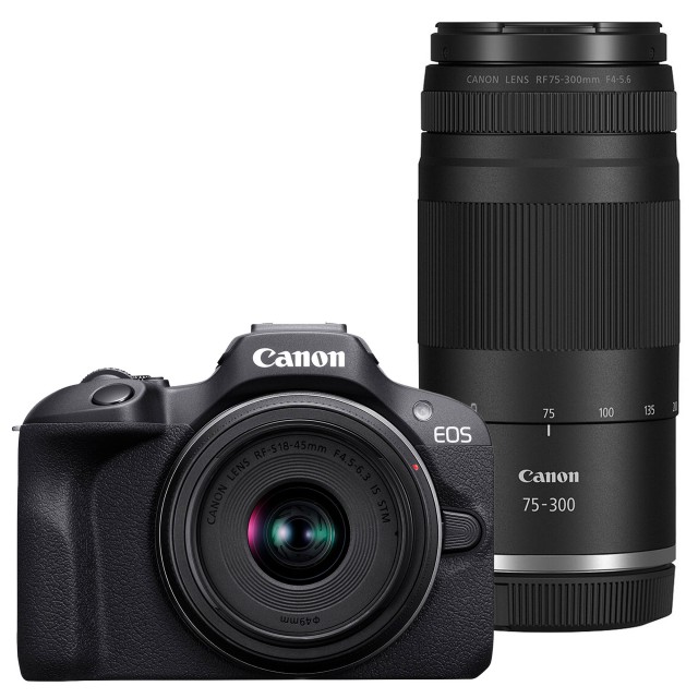 Canon Canon EOS R100 Mirrorless Camera with 18-45 and 75-300mm lenses