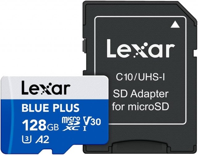 Lexar Lexar 128GB microSD Blue Plus R100 V10 with SD adapter