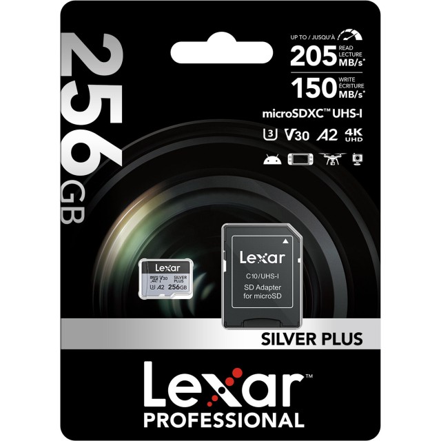Lexar Lexar 256GB microSDXC Silver Plus R205/W100MB/s, V30