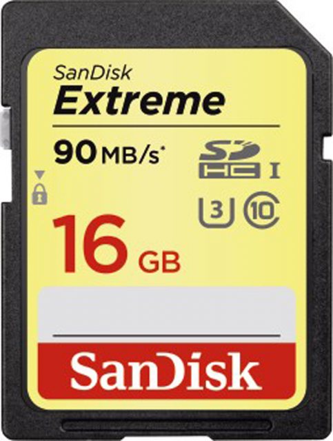 Sandisk SDHC card Extreme UHS-1, Class 3, 16gb