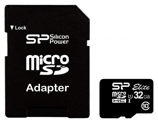 Silicon Power Micro SDHC card, 32 gb UHS-1 Elite with SD adaptor
