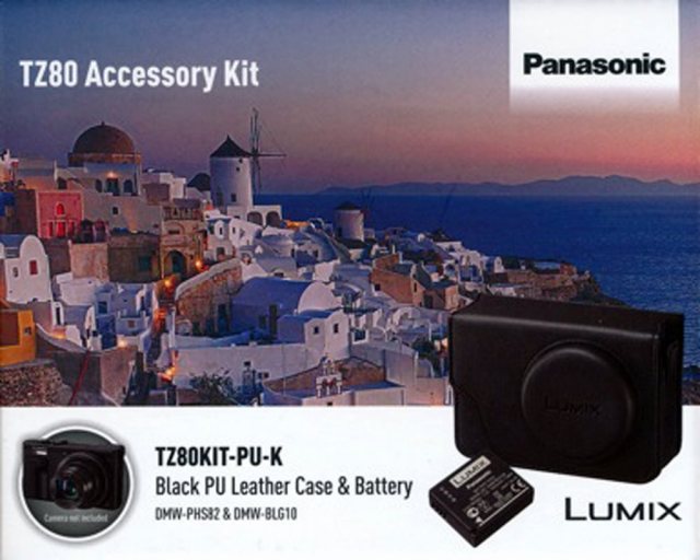 Lumix Panasonic TZ80 black PU leather case and battery
