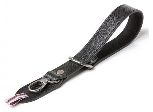Barber Shop Razor Cut Wrist Strap, Grained Black Leather