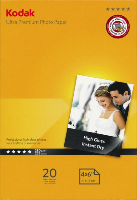 Kodak Kodak Gloss Ultra Premium Photo Paper, 280gsm, 4x6in -20 sheets