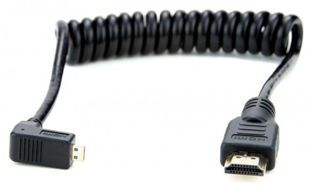 Atomos Coiled right-angle micro HDMI to full HDMI cable (30-45cm)