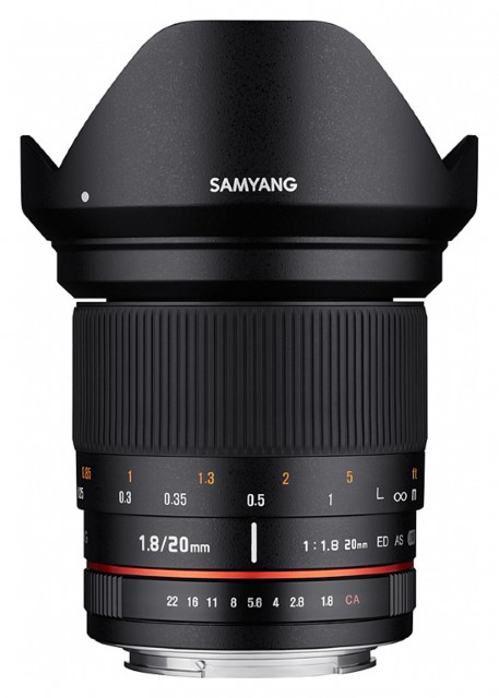 Samyang 20mm f1.8 lens for Canon EOS