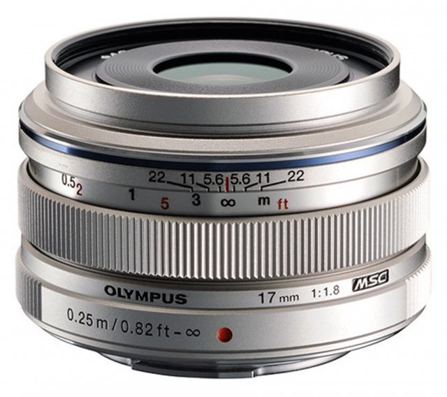 Olympus M.ZUIKO DIGITAL 17mm f1.8 lens, silver
