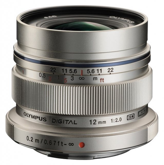 Olympus M.ZUIKO DIGITAL ED 12mm f2.0 lens, silver
