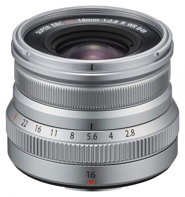 Fujifilm XF 16mm f2.8 R WR lens, silver