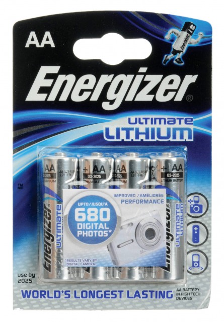 Energizer Lithium Batteries LR-91/AA, 4 pack