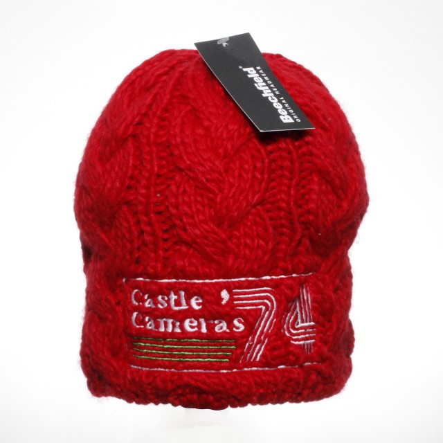 Castle Red Beanie Hat with Pom-Pom 