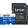 Lexar 64GB microSD Blue Plus R100 V10 with SD adapter