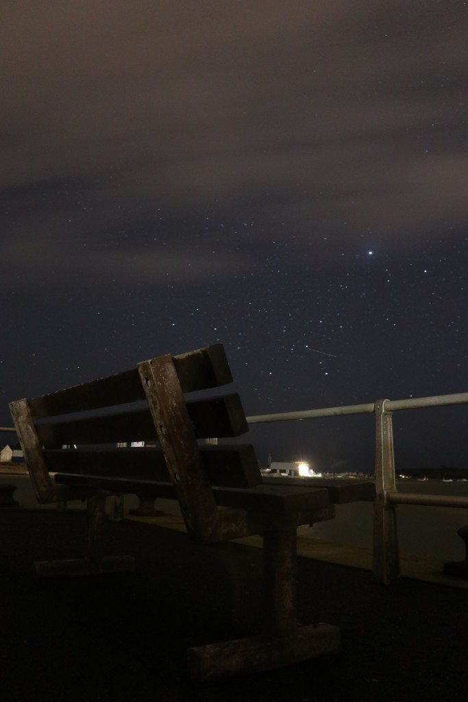 bench under starry skies